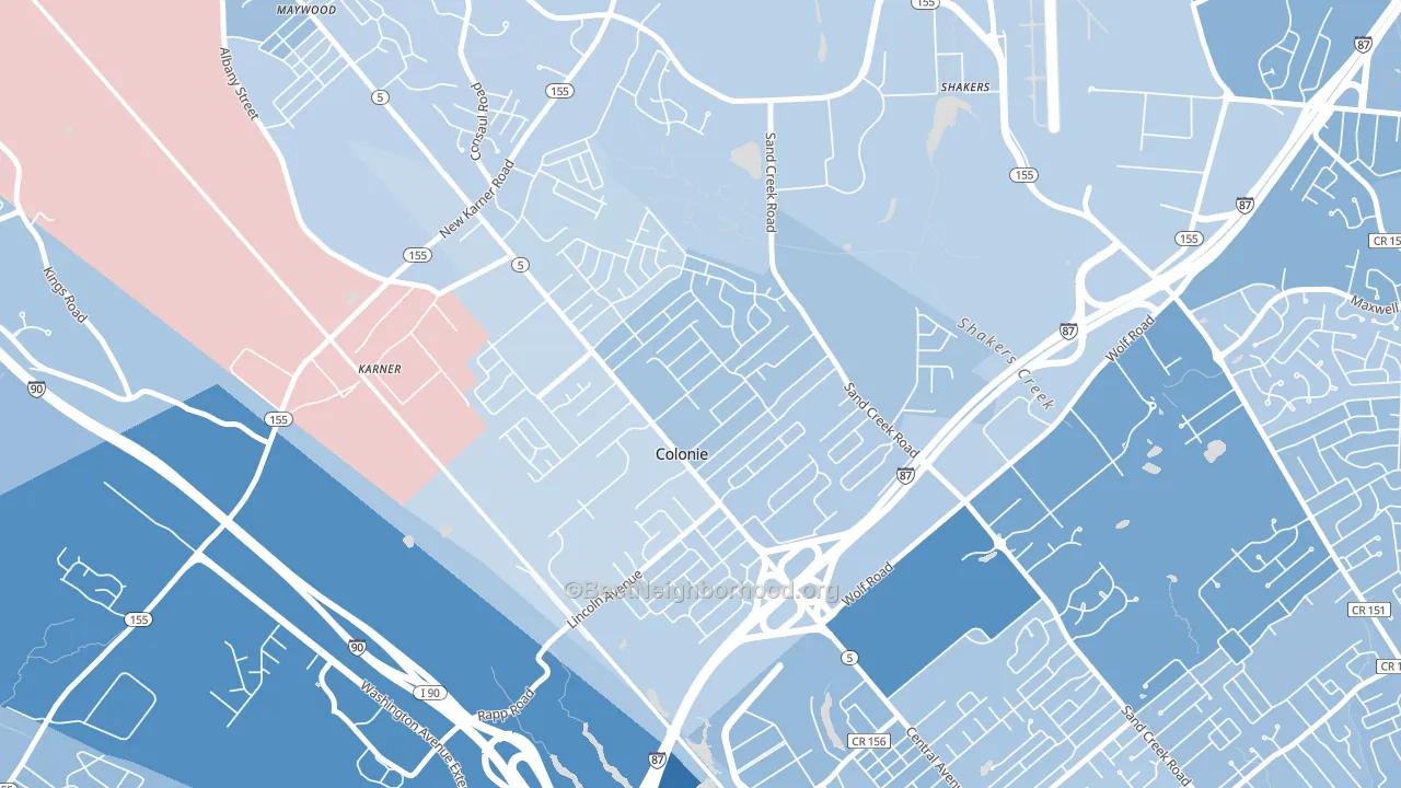 Colonie, NY block-group political-lean map