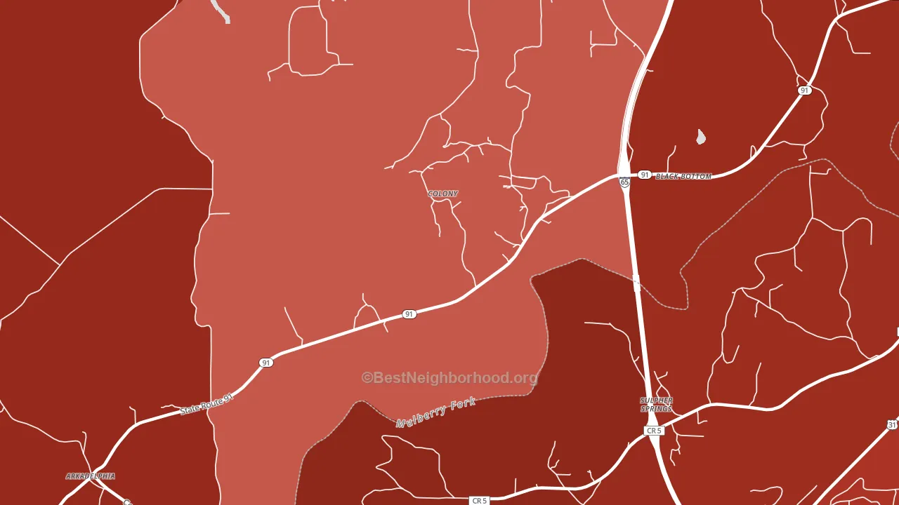 Colony, AL block-group political-lean map