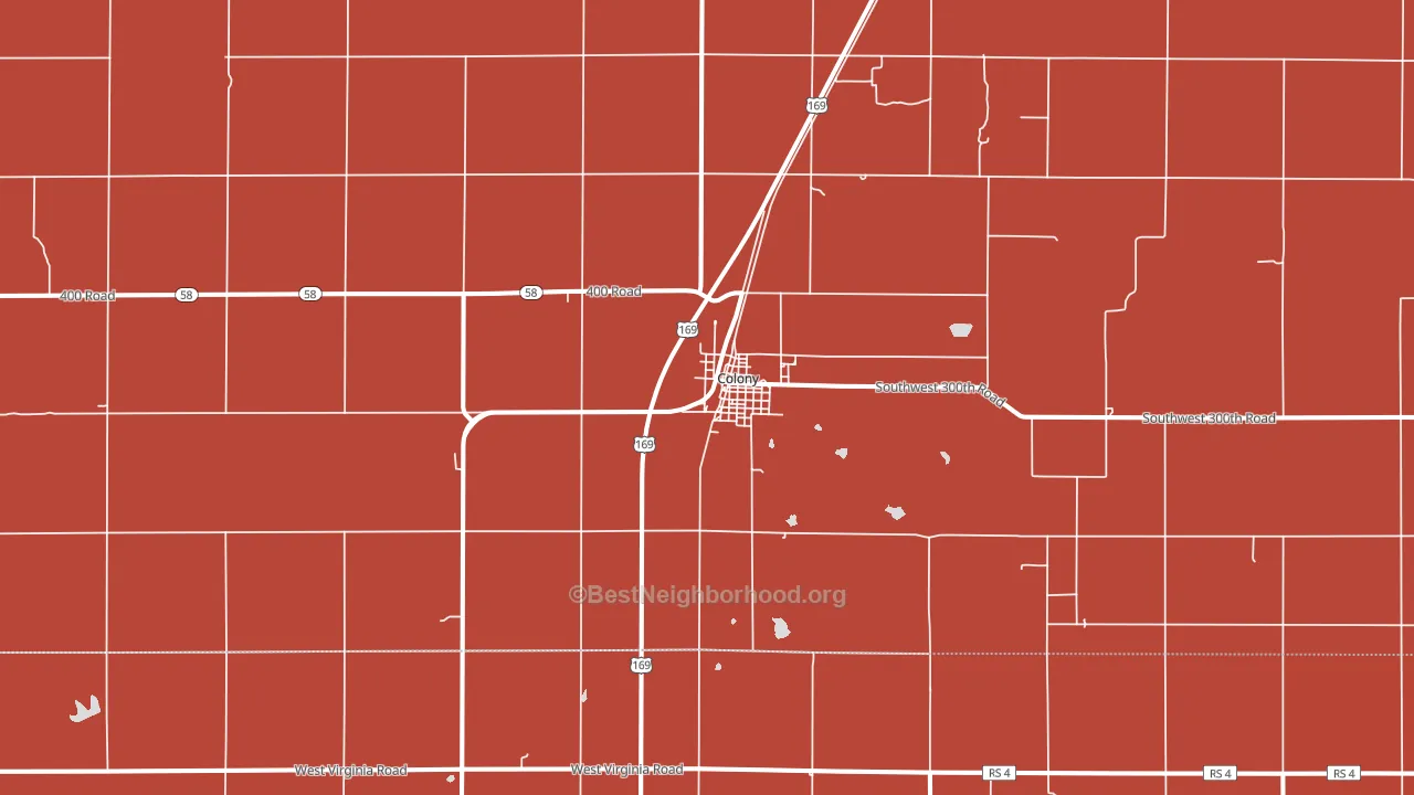 Colony, KS block-group political-lean map