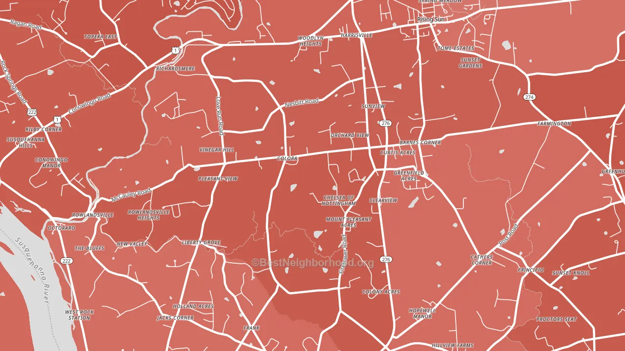 Colora, MD block-group political-lean map