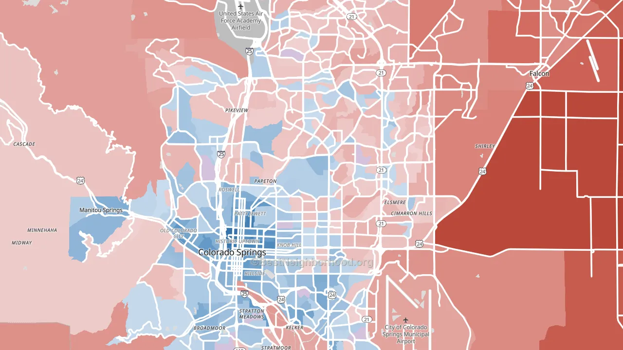 Colorado Springs, CO block-group political-lean map