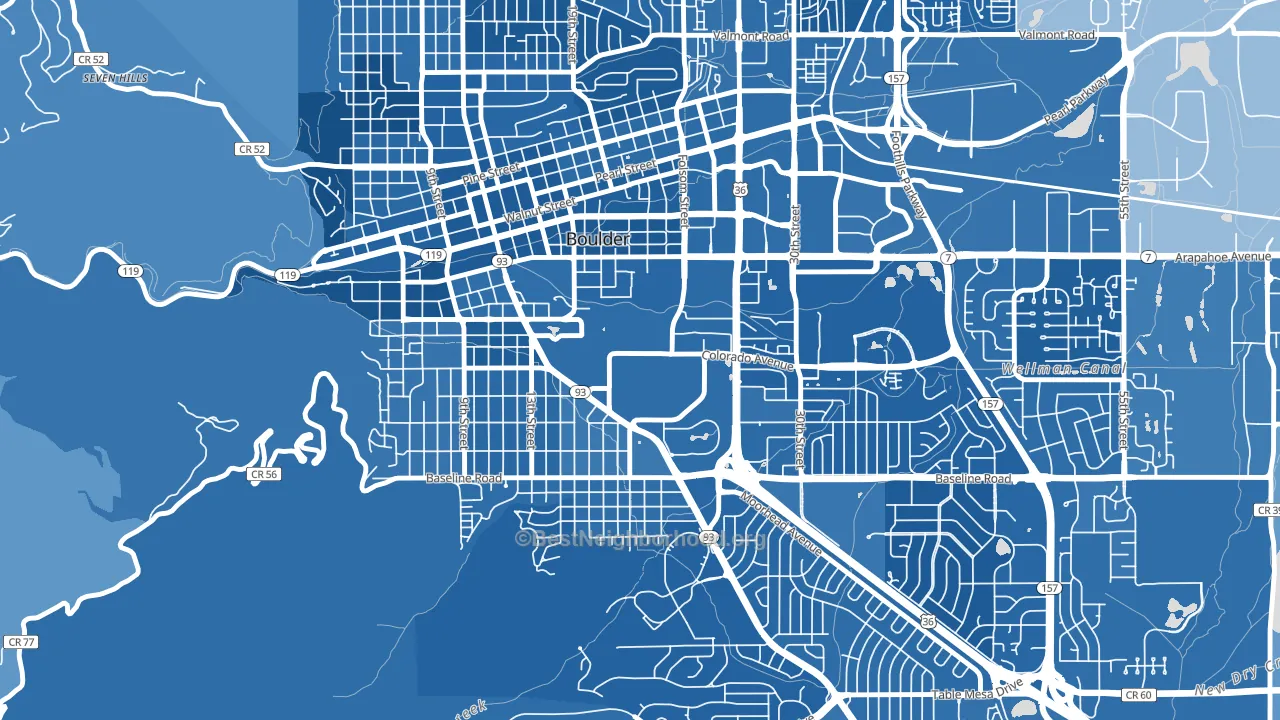 Colorado University, Boulder, CO block-group political-lean map