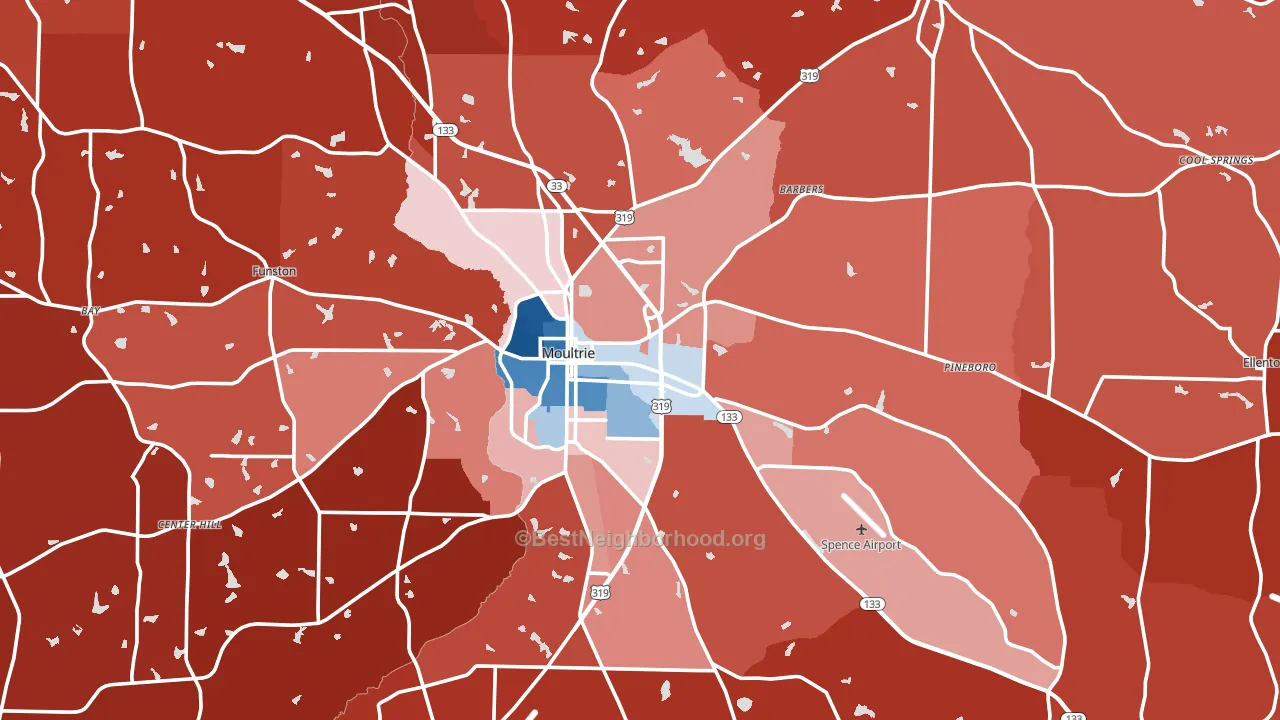 Colquitt County, GA block-group political-lean map