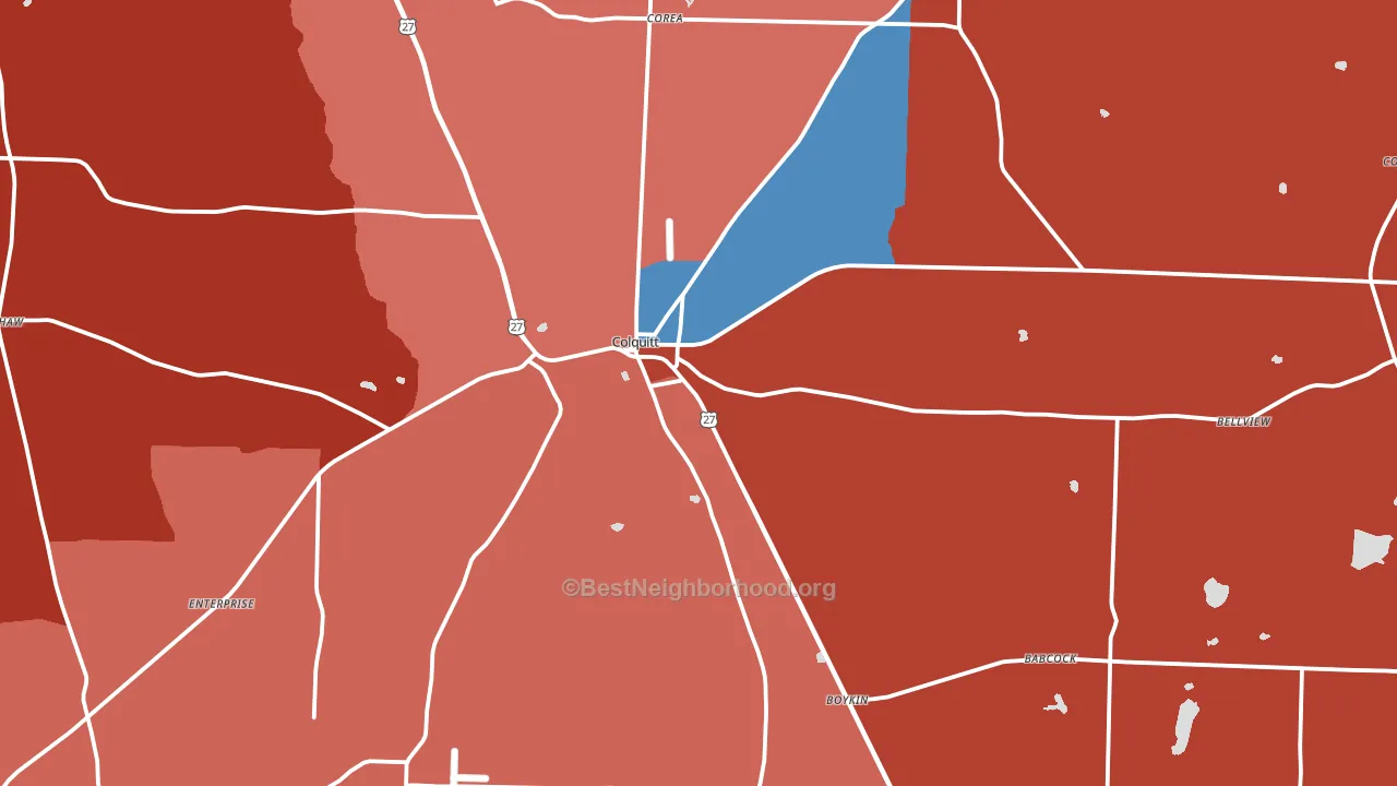 Colquitt, GA block-group political-lean map