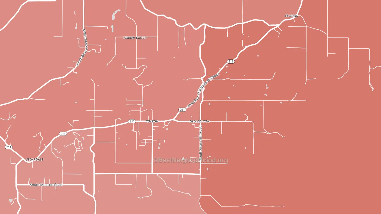 Colton, OR block-group political-lean map