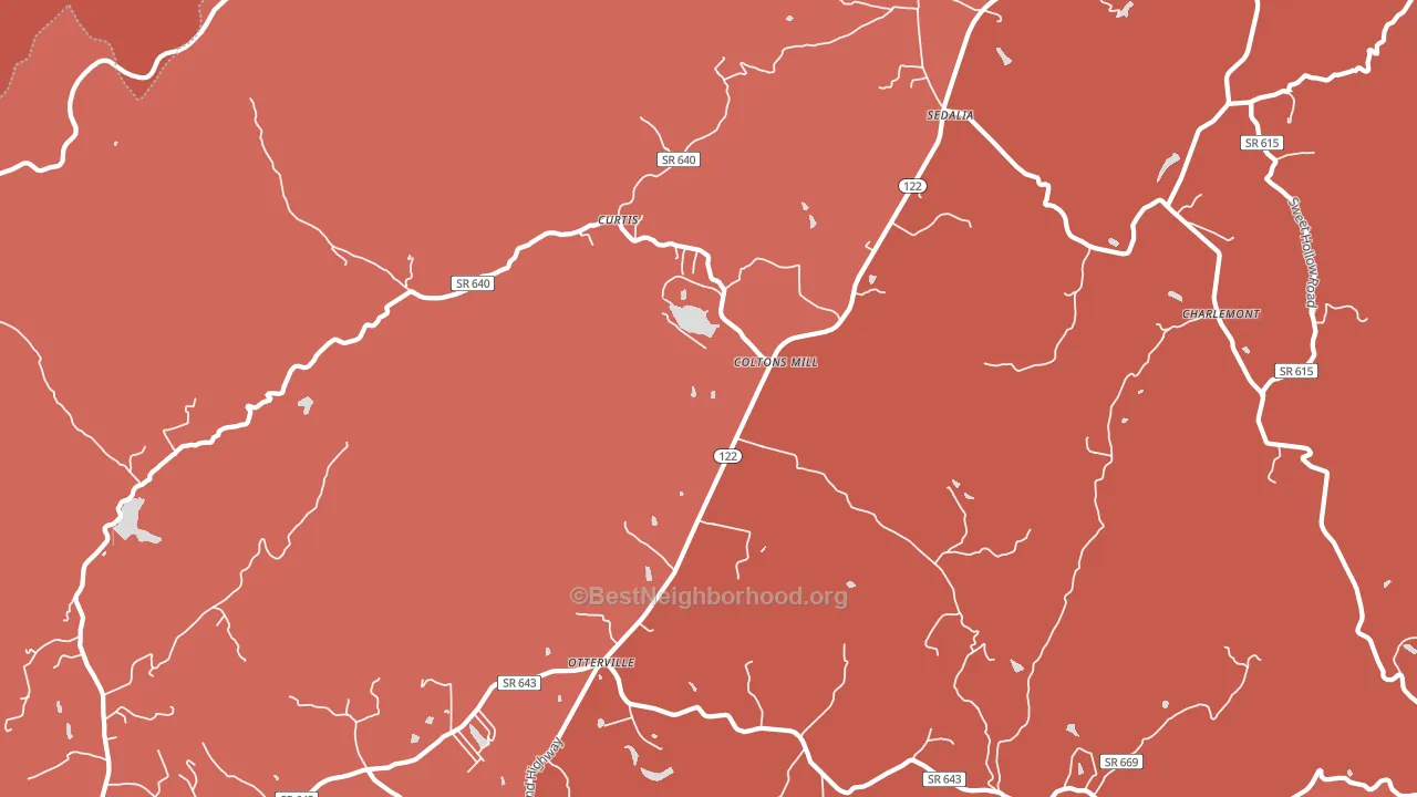 Coltons Mill, VA block-group political-lean map