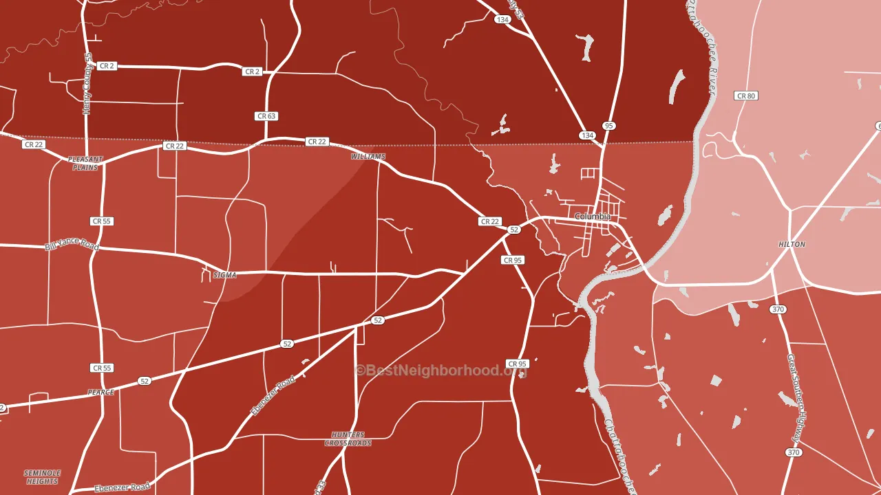Columbia, AL block-group political-lean map