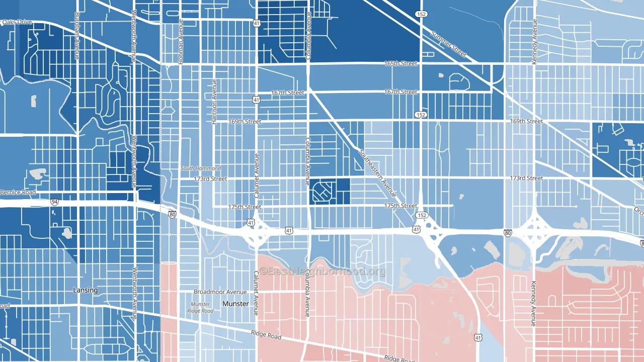 Columbia Center, Hammond, IN block-group political-lean map