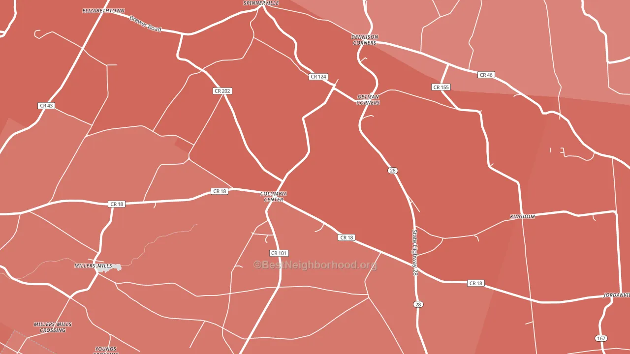 Columbia Center, NY block-group political-lean map