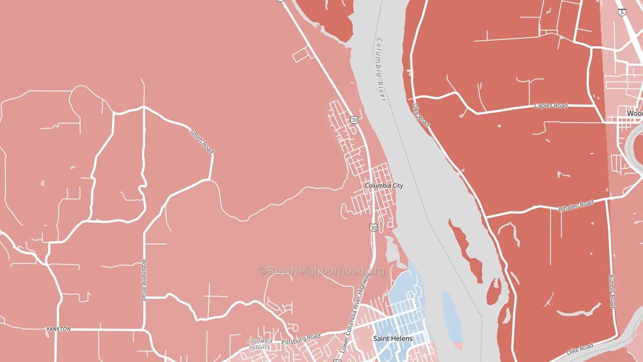 Columbia City, OR block-group political-lean map