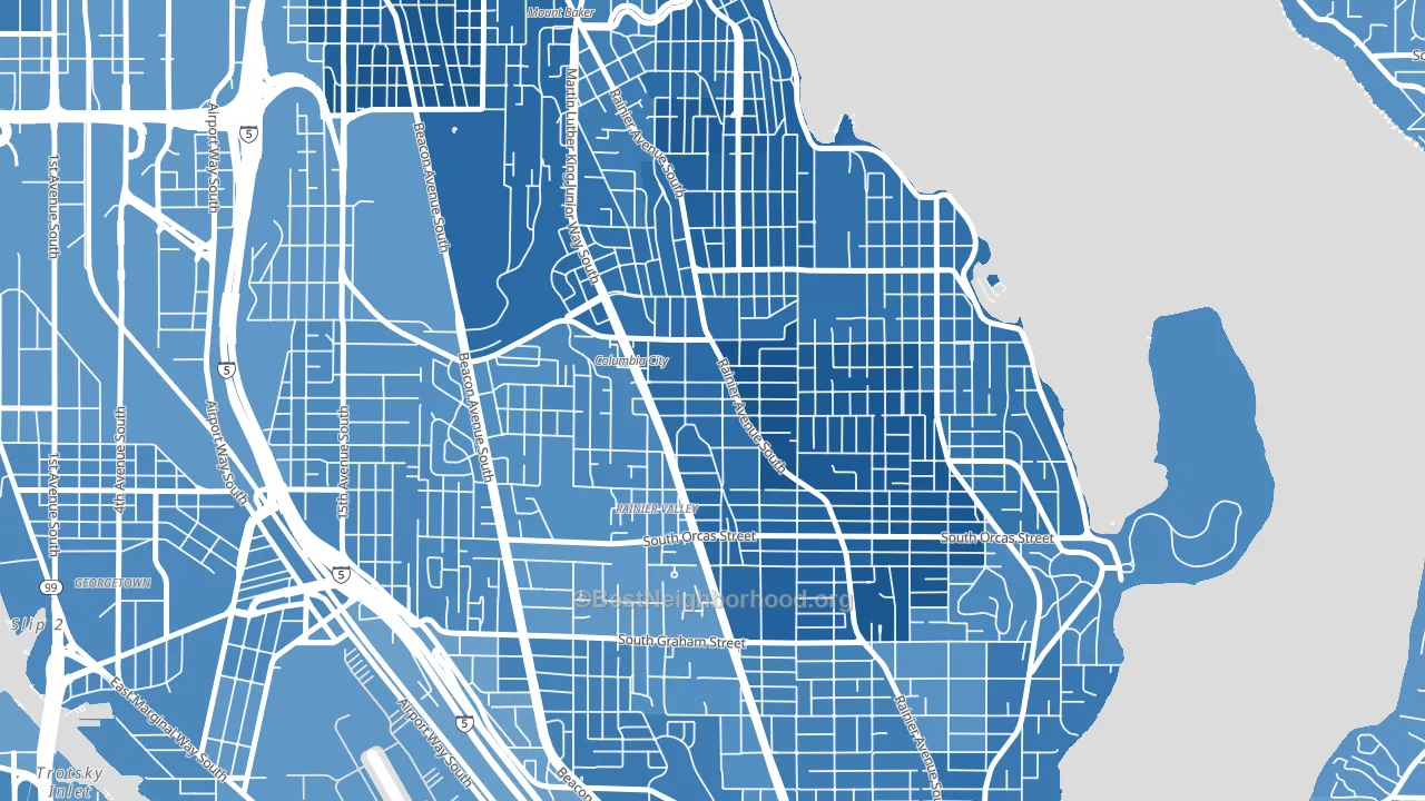 Columbia City, Seattle, WA block-group political-lean map