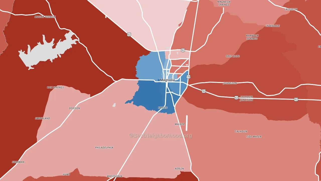 Columbia County, AR block-group political-lean map