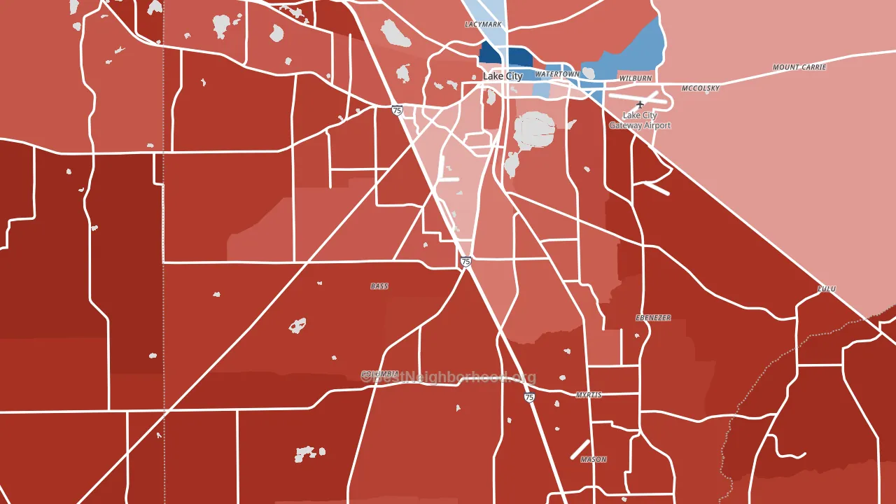 Columbia County, FL block-group political-lean map