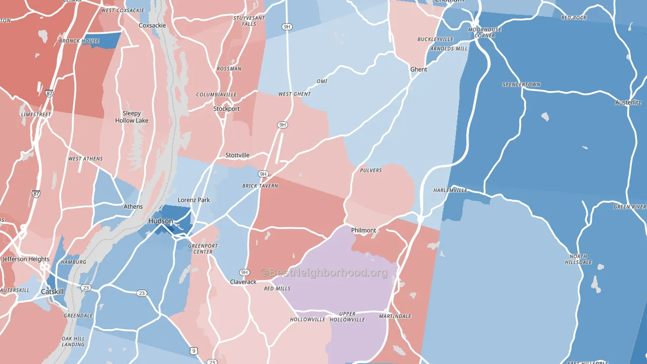 Columbia County, NY block-group political-lean map