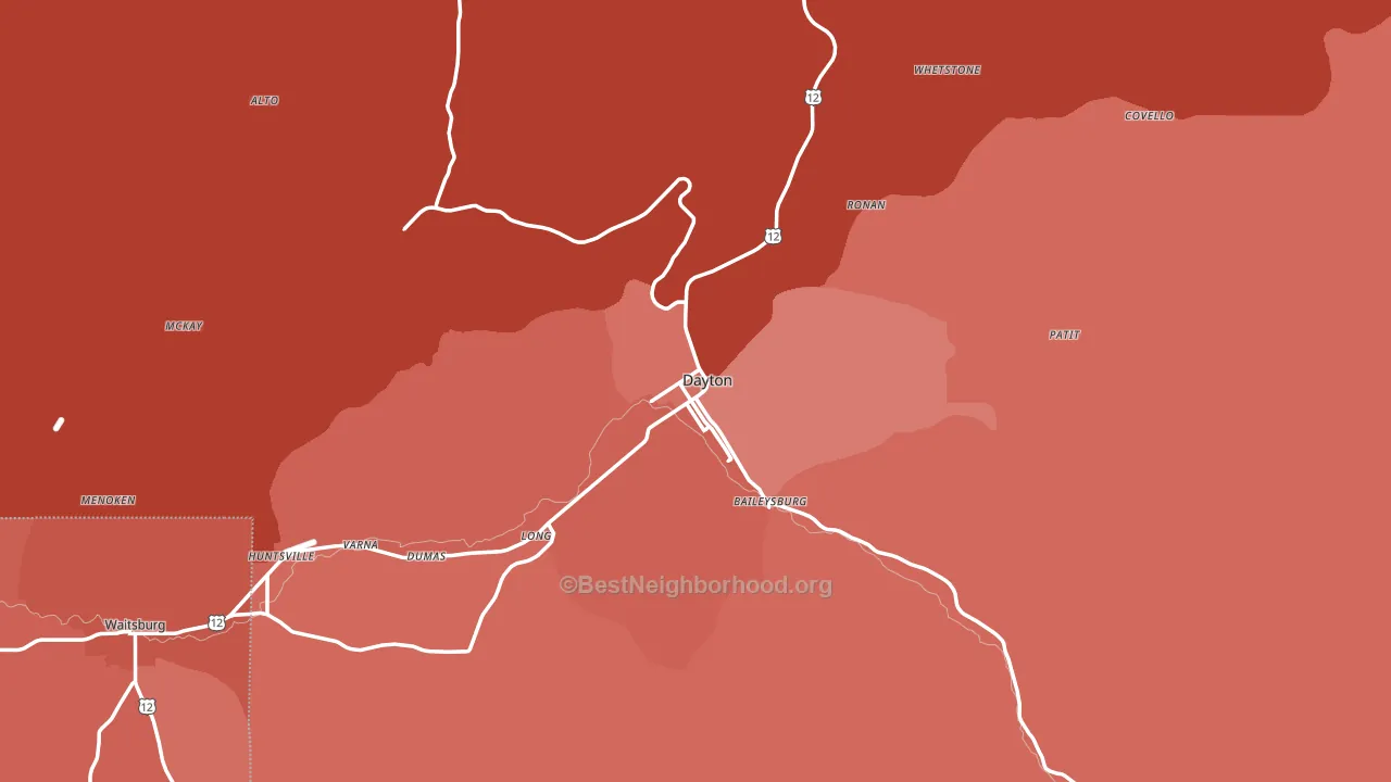 Columbia County, WA block-group political-lean map