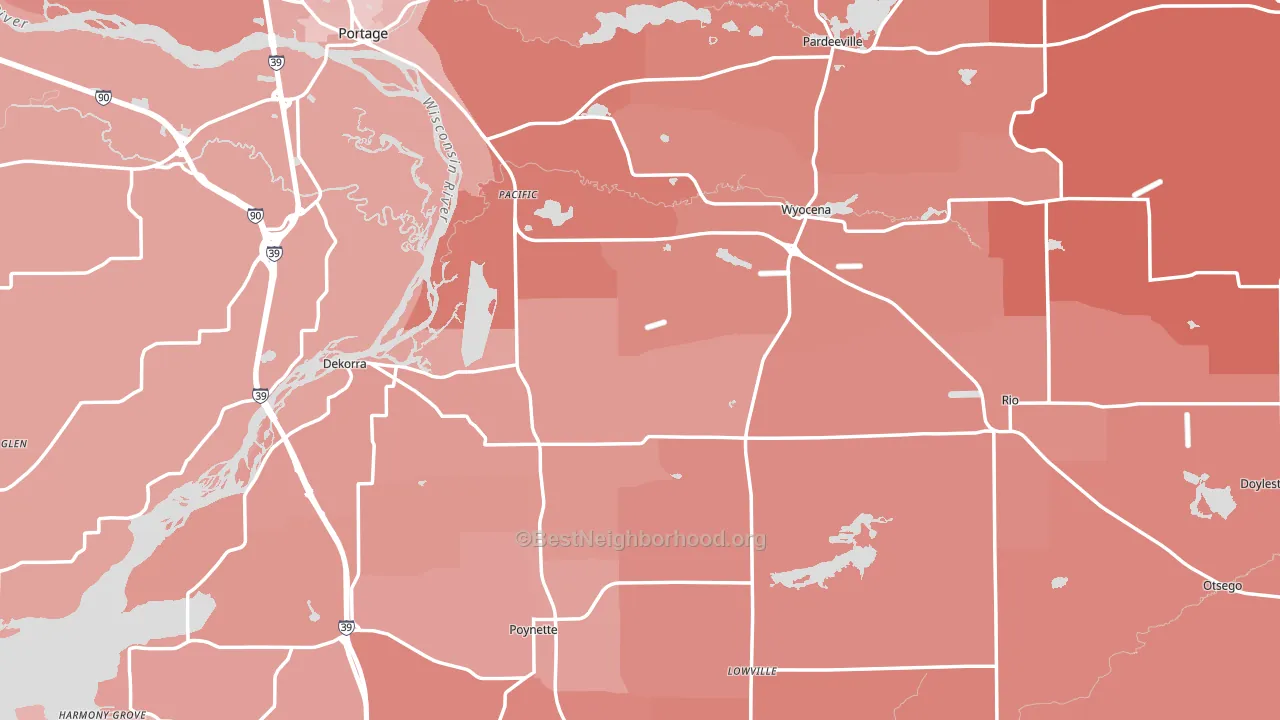 Columbia County, WI block-group political-lean map