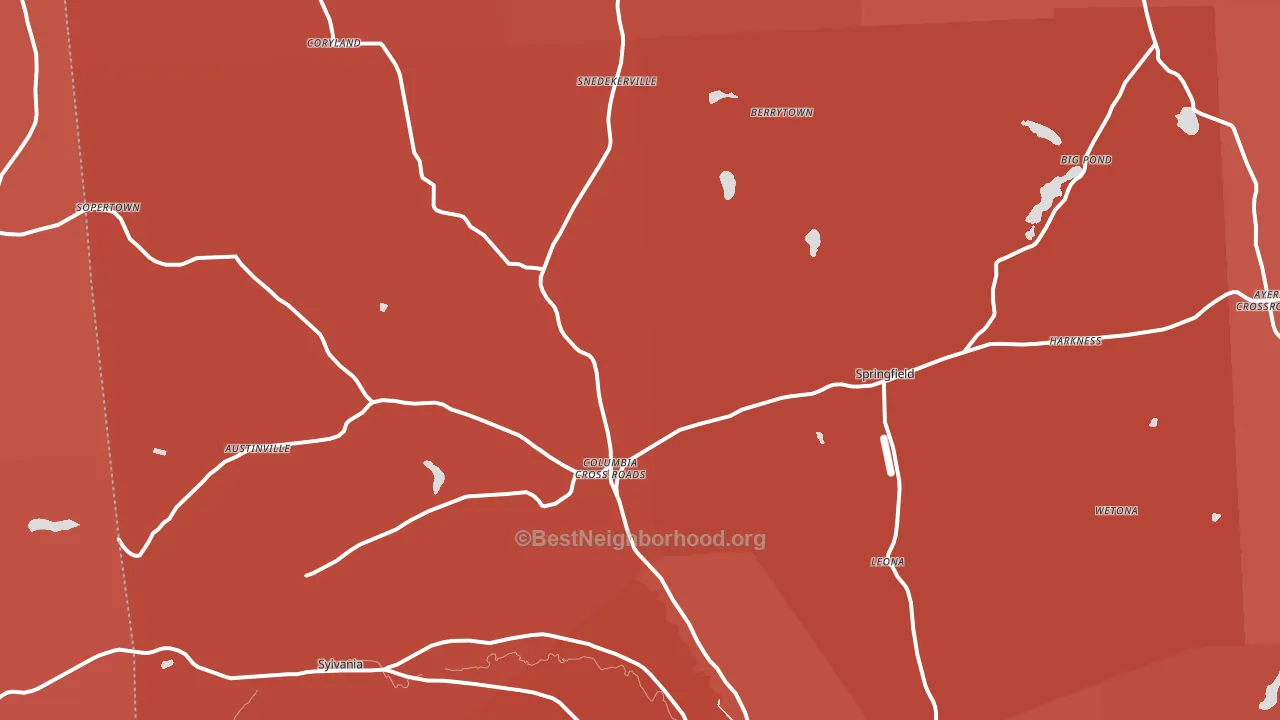 Columbia Cross Roads, PA block-group political-lean map