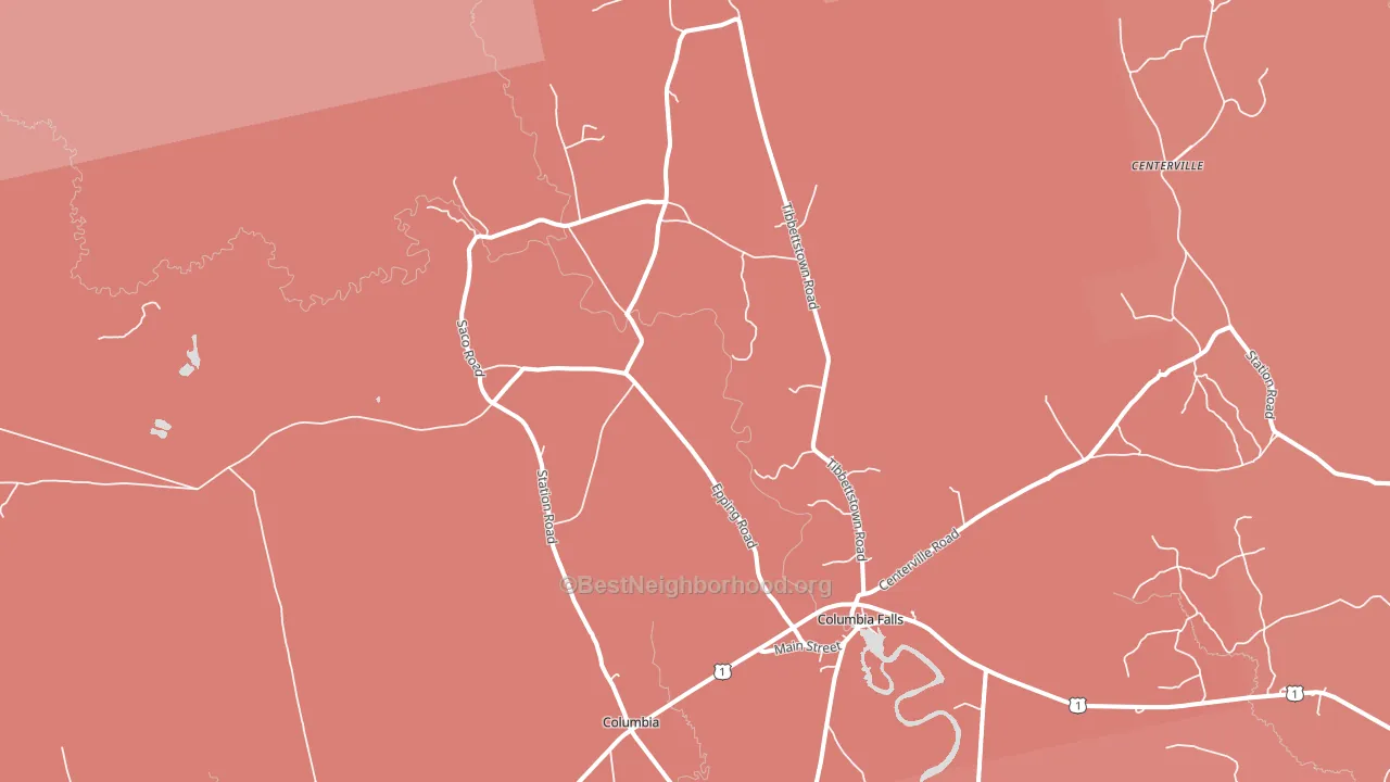 Columbia Falls, ME block-group political-lean map