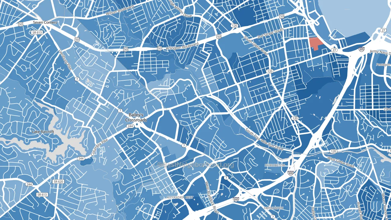 Columbia Forest, Arlington, VA block-group political-lean map