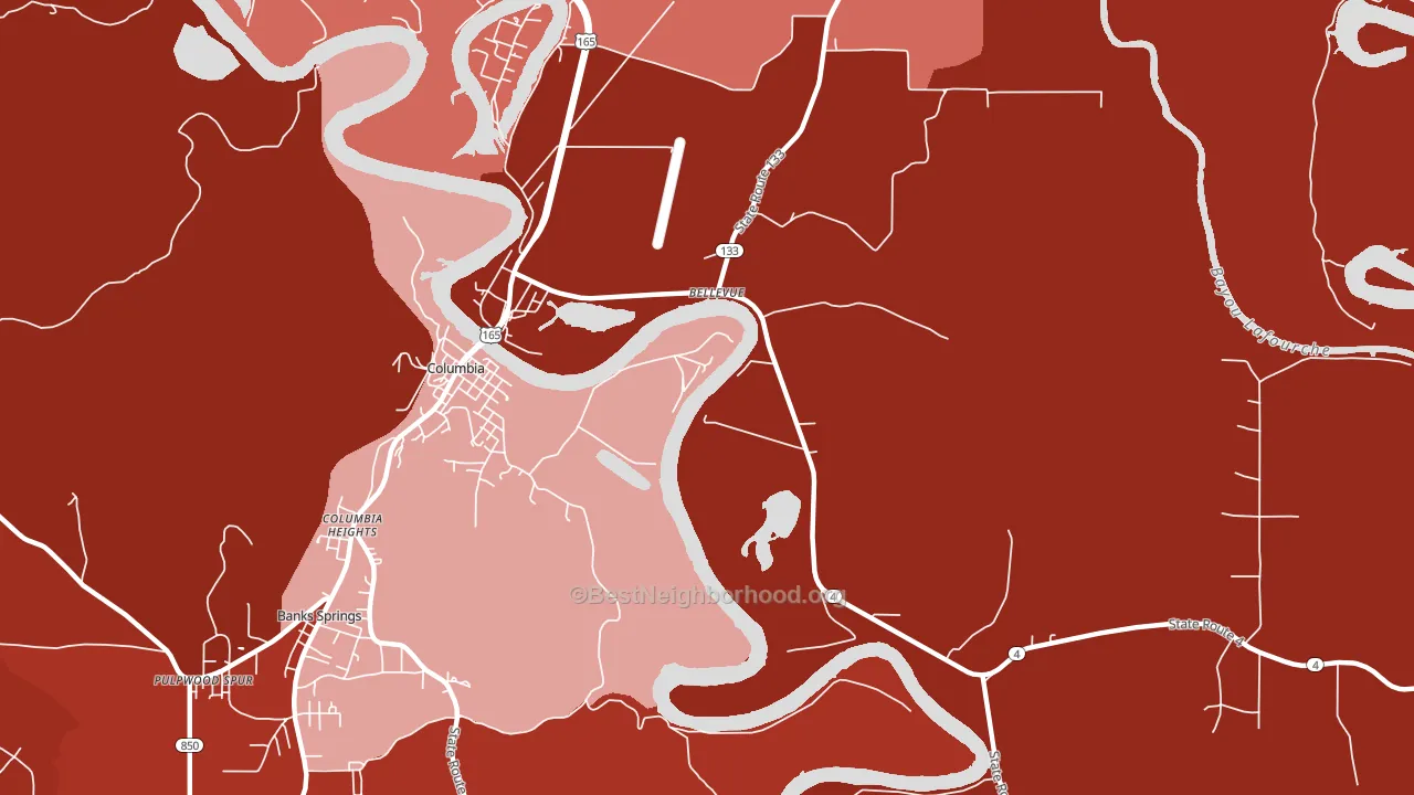 Columbia Heights, LA block-group political-lean map