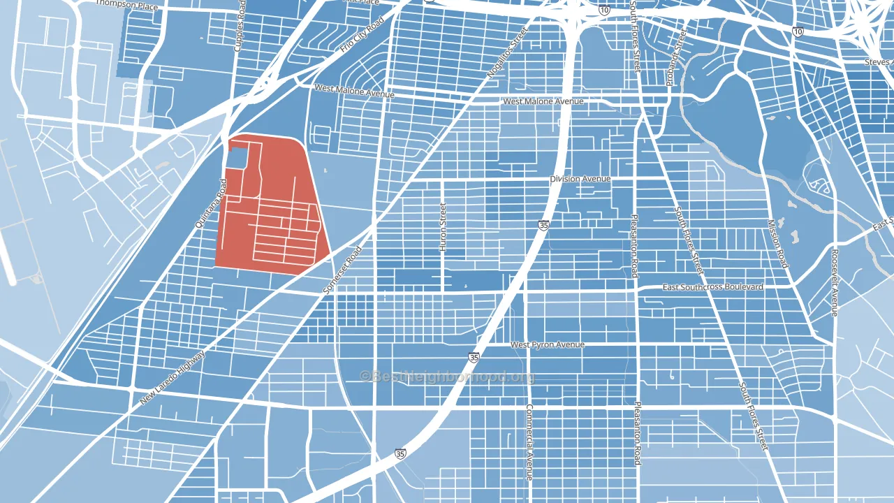 Columbia Heights, San Antonio, TX block-group political-lean map