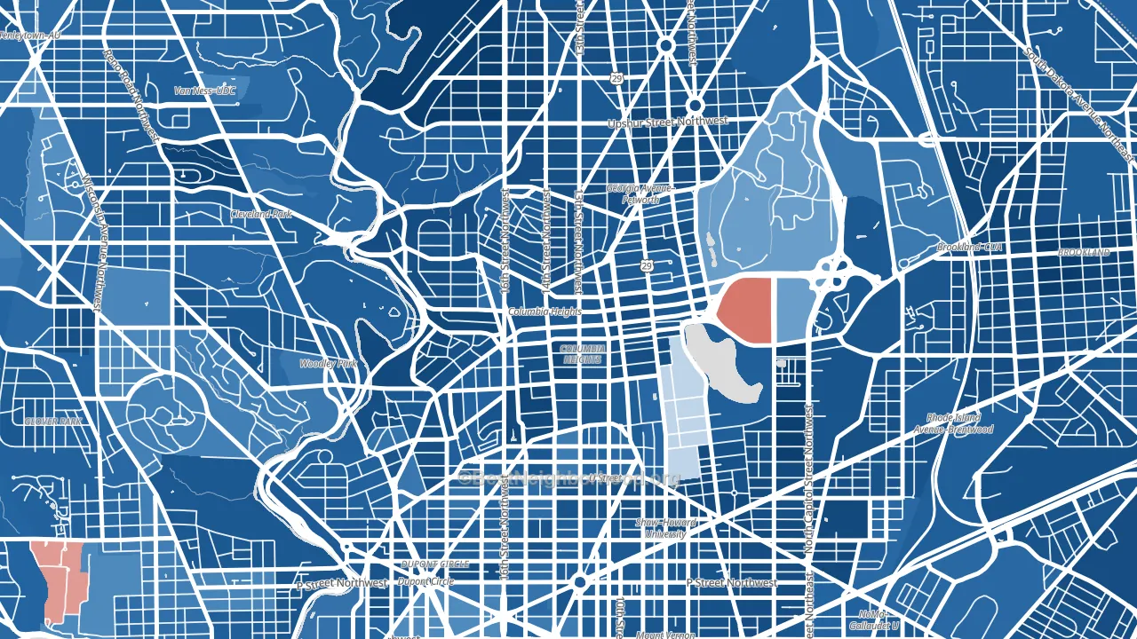 Columbia Heights, Washington, DC block-group political-lean map