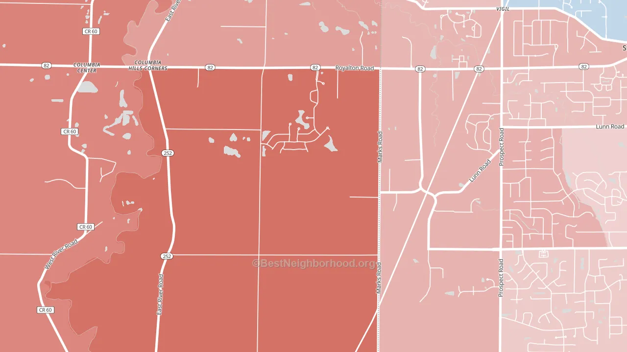 Columbia Hills Corners, OH block-group political-lean map