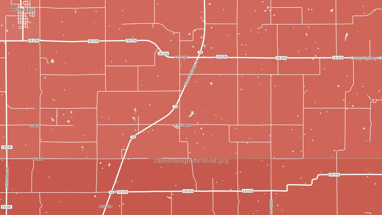 Columbia, IA block-group political-lean map