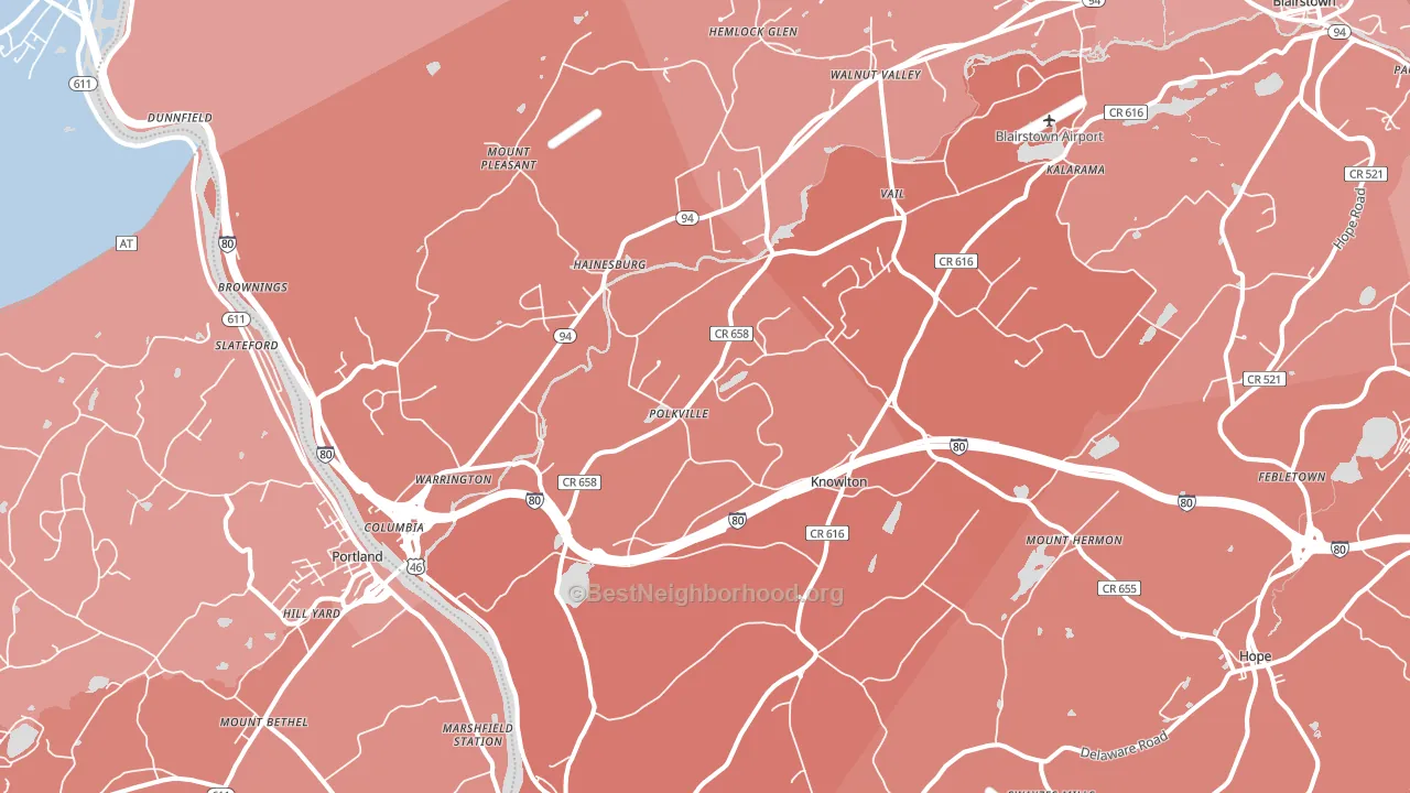 Columbia, NJ block-group political-lean map