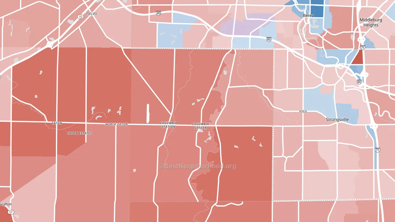 Columbia Station, OH block-group political-lean map