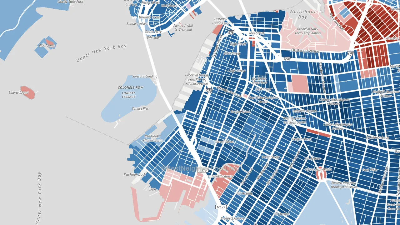 Columbia Street Waterfront District, Brooklyn, NY block-group political-lean map