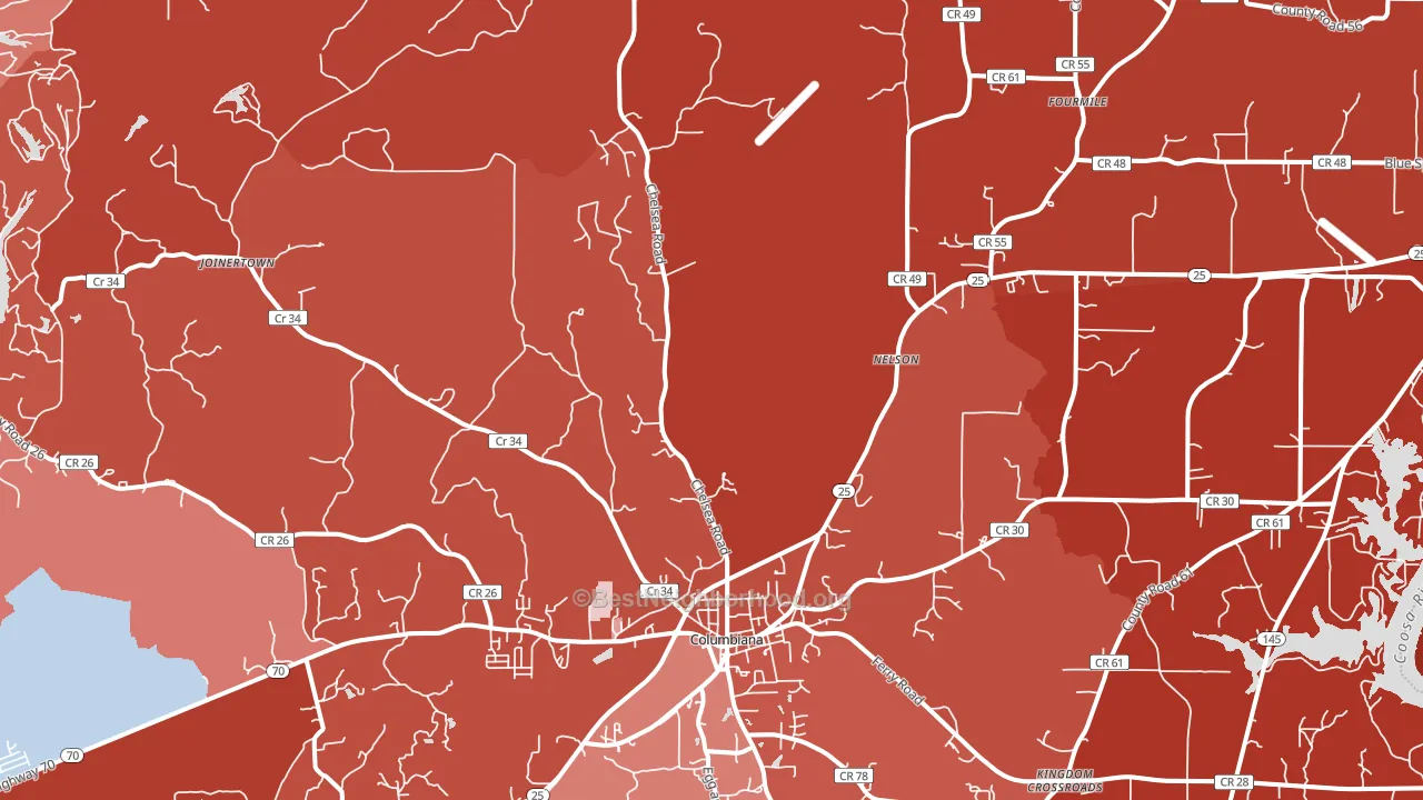 Columbiana, AL block-group political-lean map