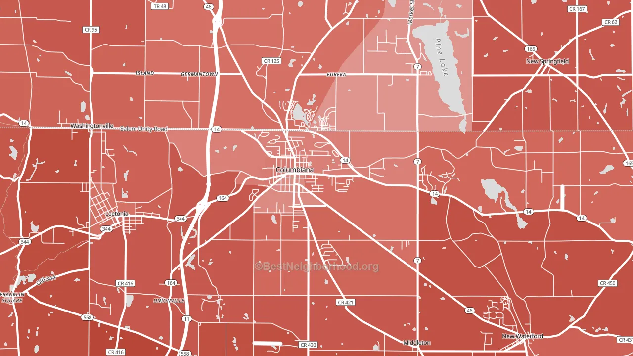 Columbiana, OH block-group political-lean map