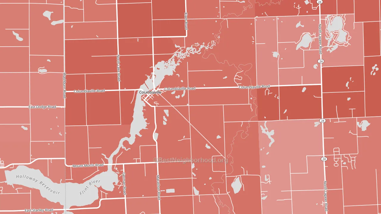 Columbiaville, MI block-group political-lean map