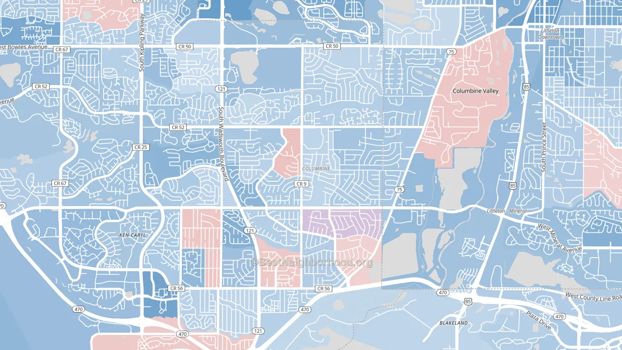 Columbine, CO block-group political-lean map