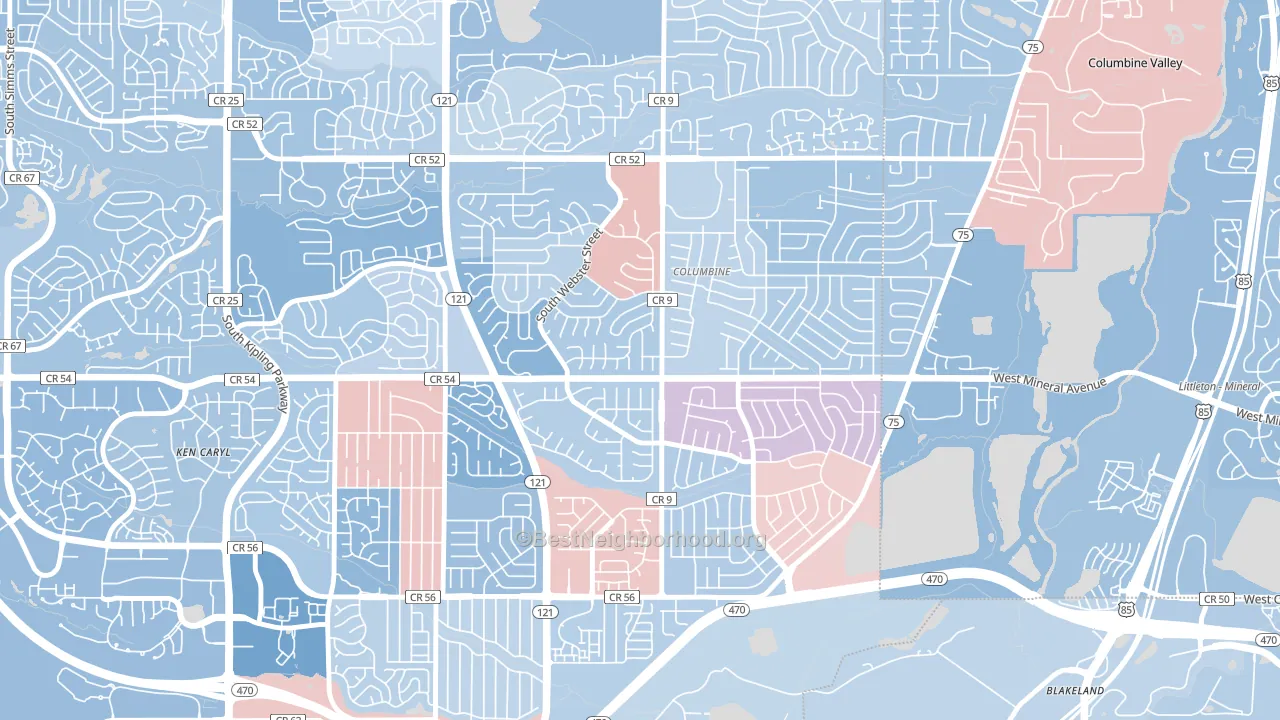 Columbine Knolls South, Columbine, CO block-group political-lean map