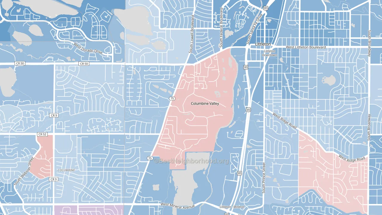 Columbine Valley, CO block-group political-lean map