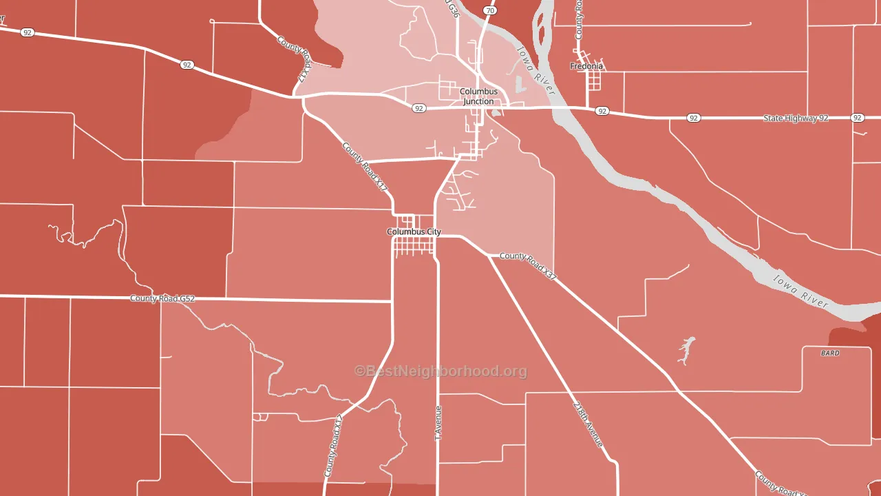 Columbus City, IA block-group political-lean map