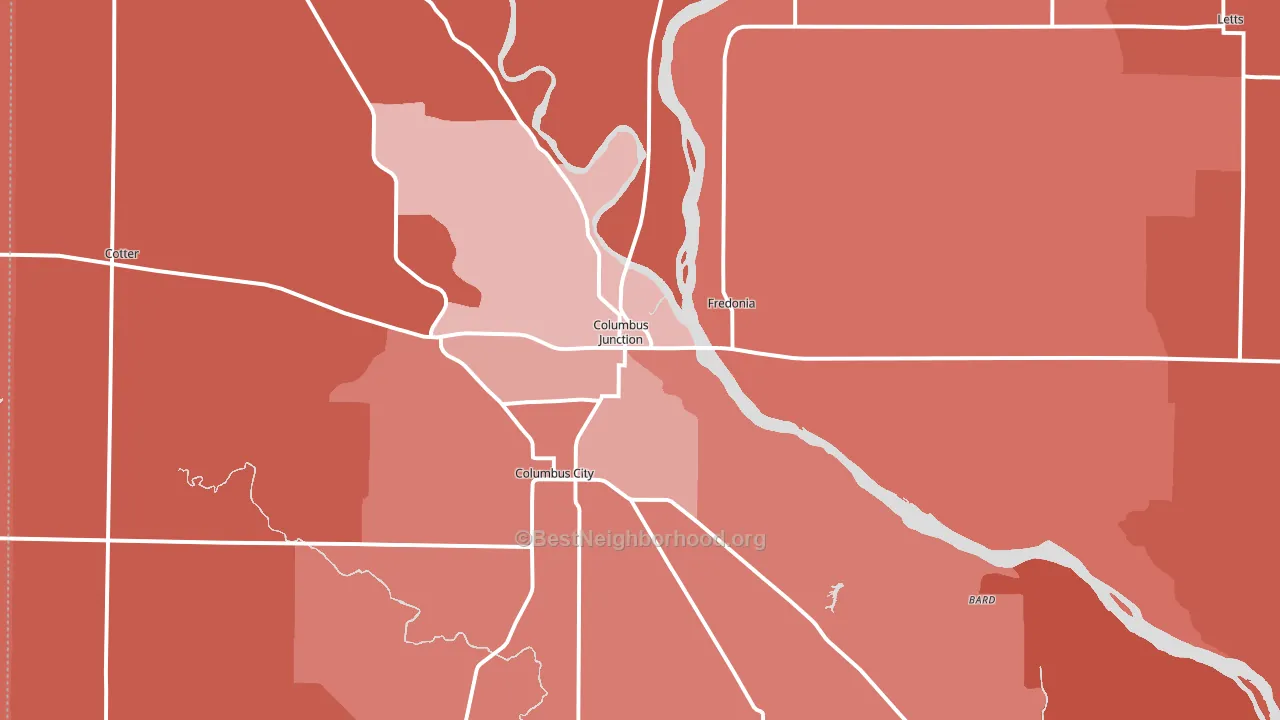 Columbus Junction, IA block-group political-lean map