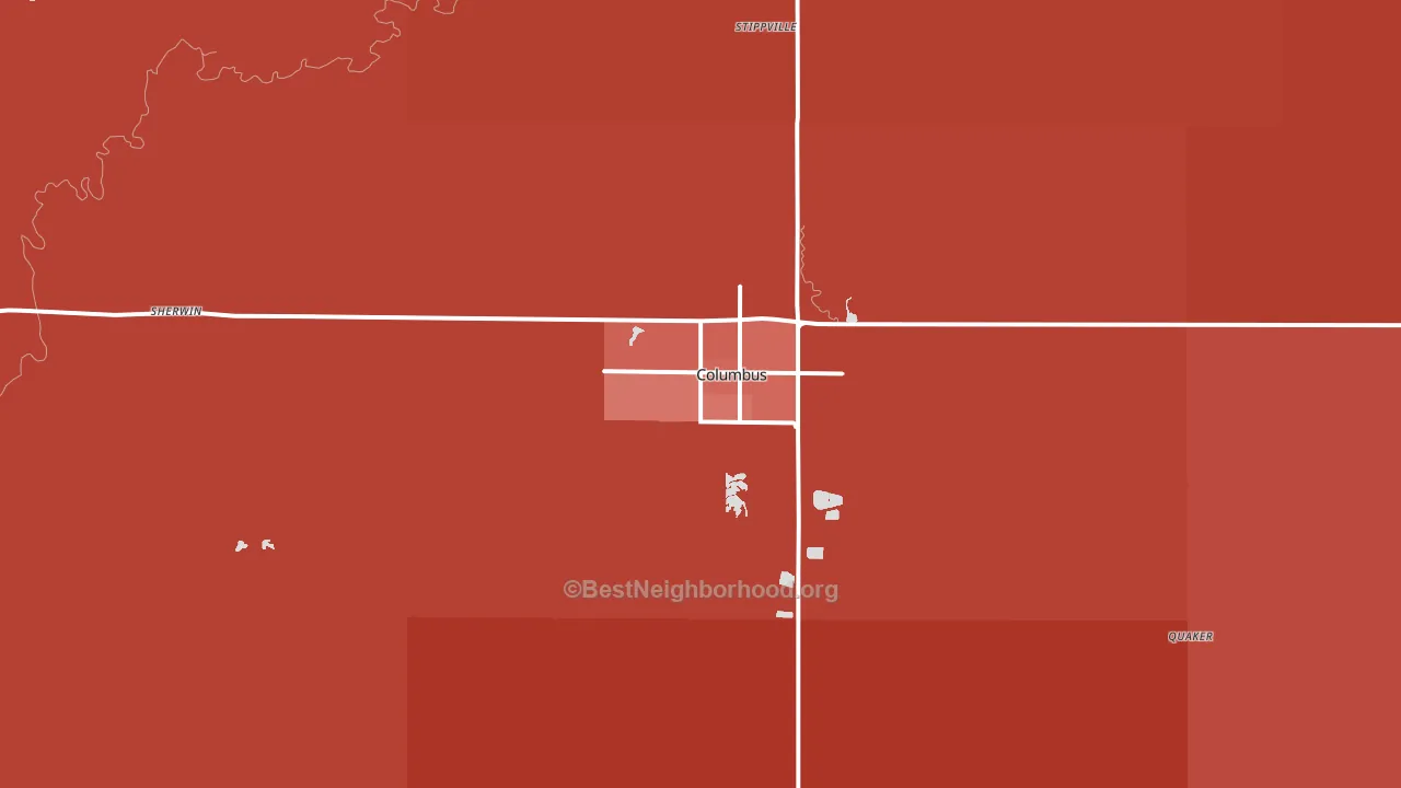 Columbus, KS block-group political-lean map