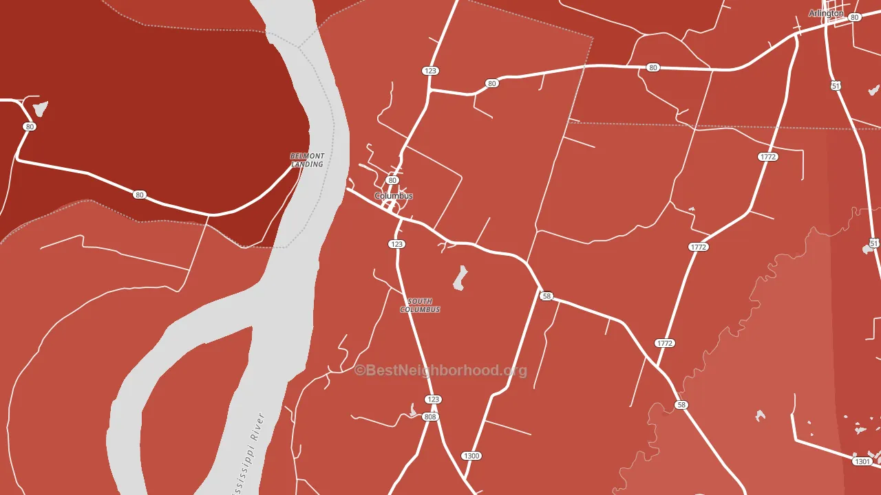 Columbus, KY block-group political-lean map
