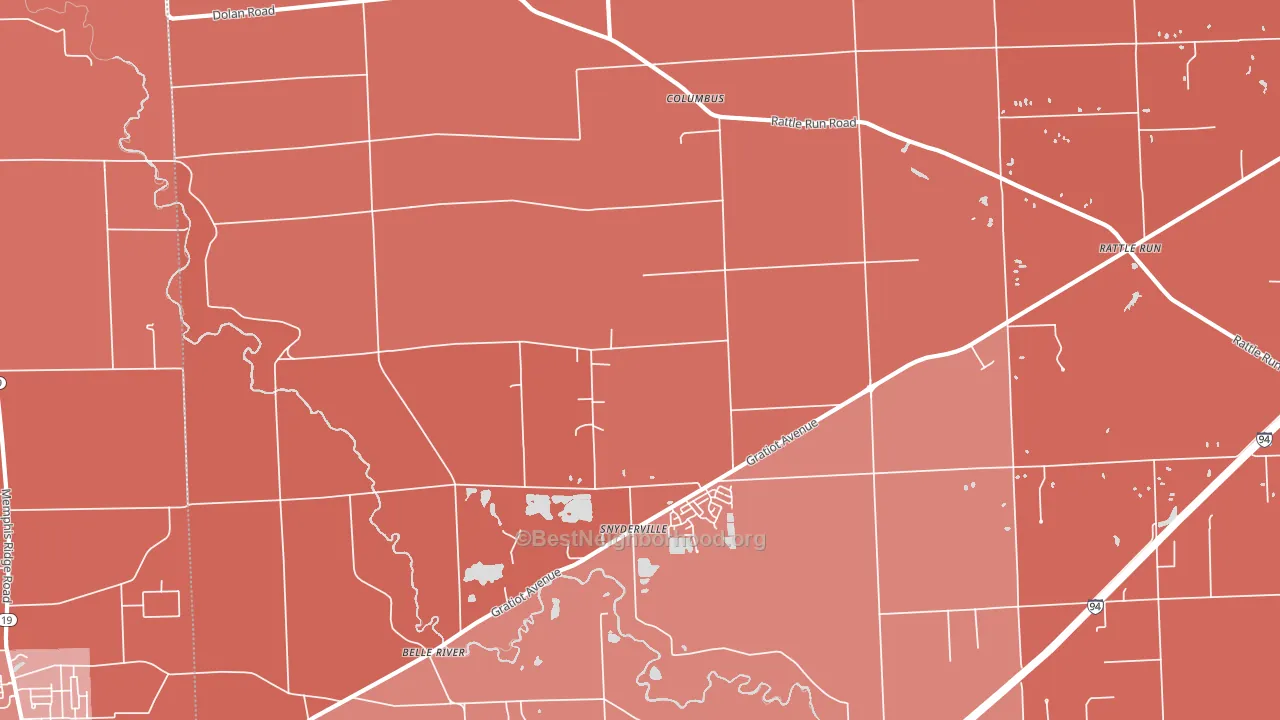 Columbus, MI block-group political-lean map