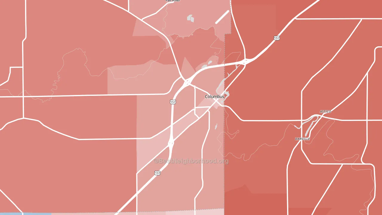 Columbus, WI block-group political-lean map