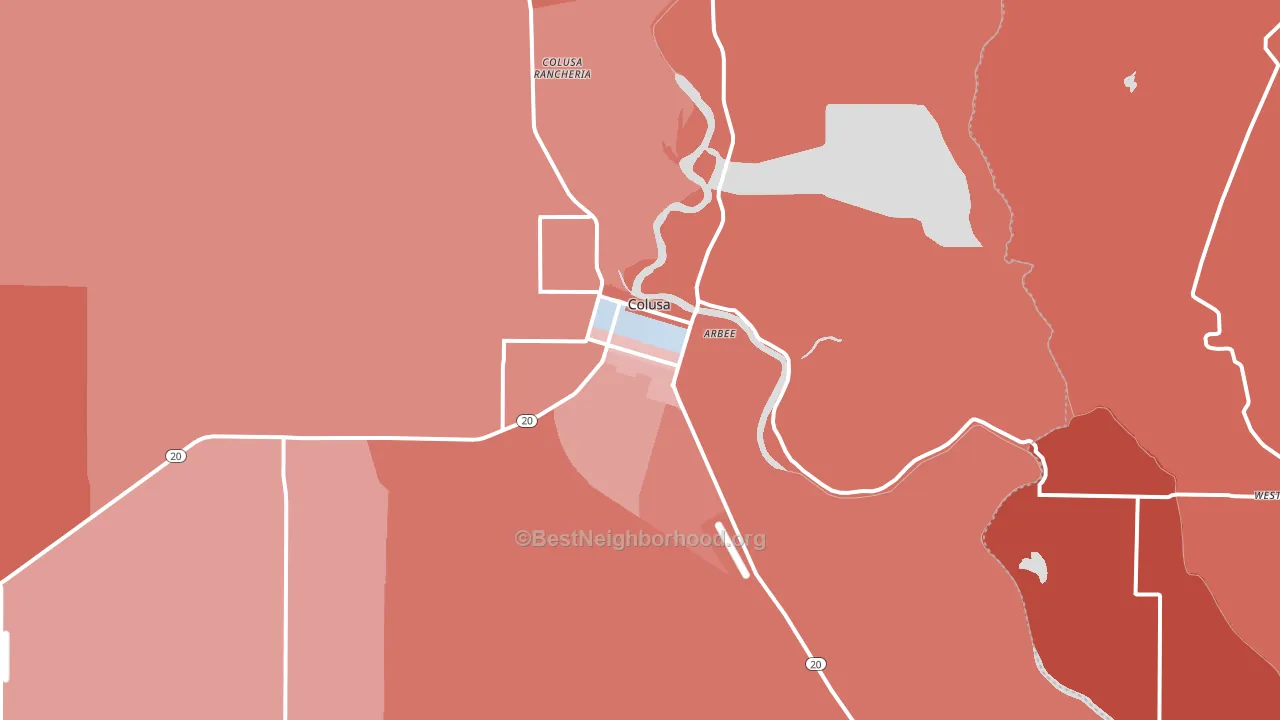 Colusa, CA block-group political-lean map