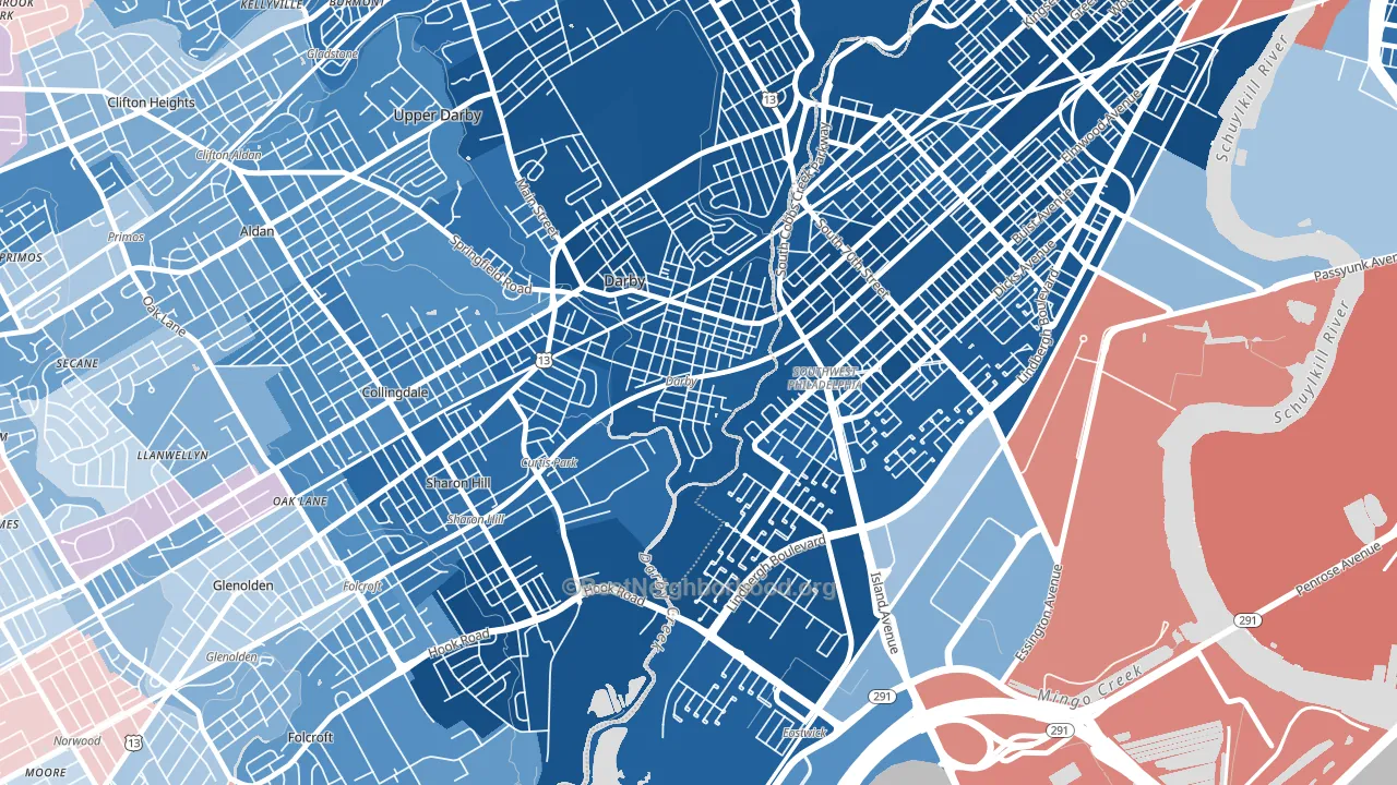 Colwyn, PA block-group political-lean map