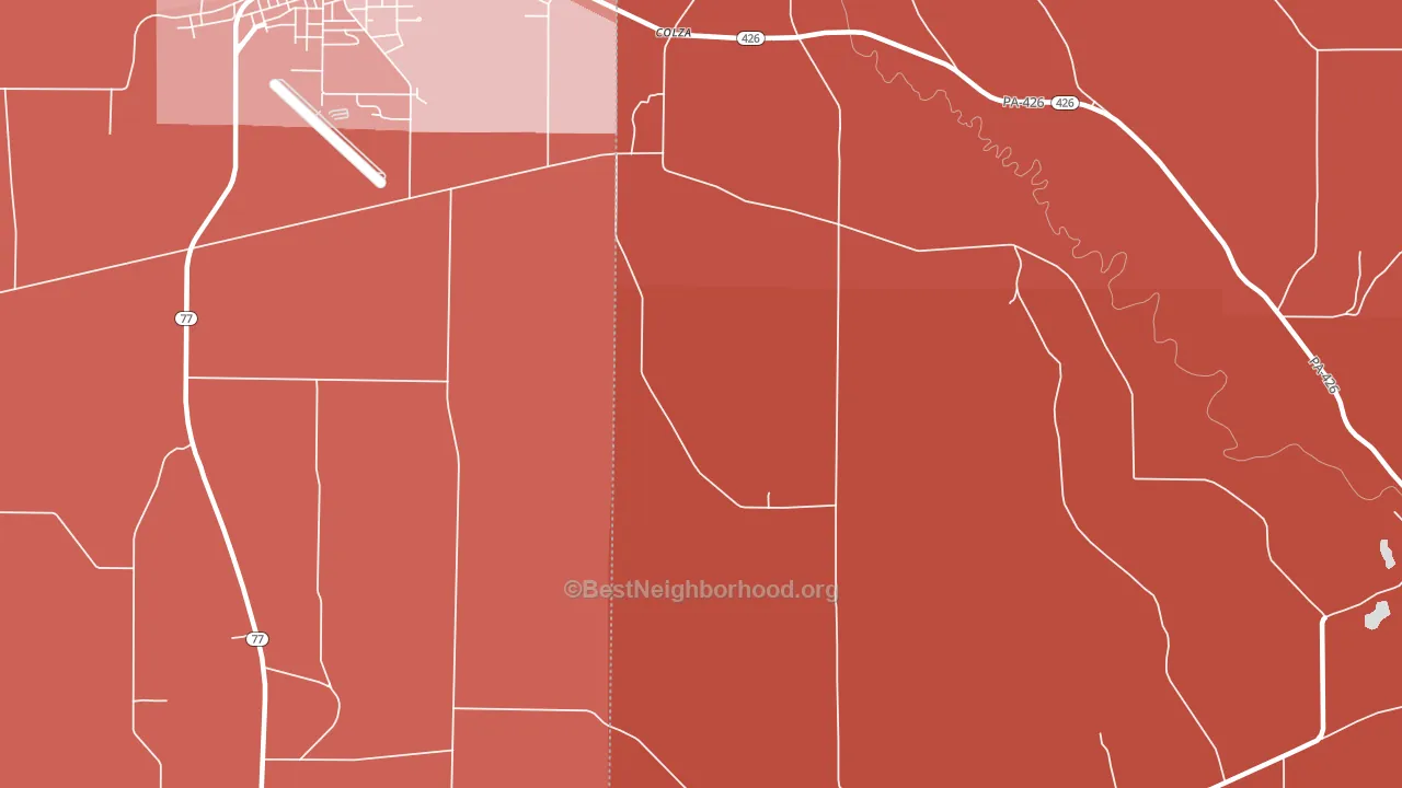 Colza, PA block-group political-lean map