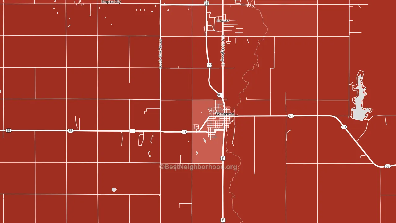Comanche, OK block-group political-lean map