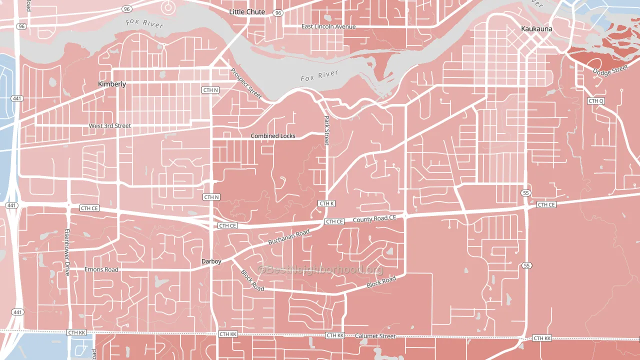 Combined Locks, WI block-group political-lean map