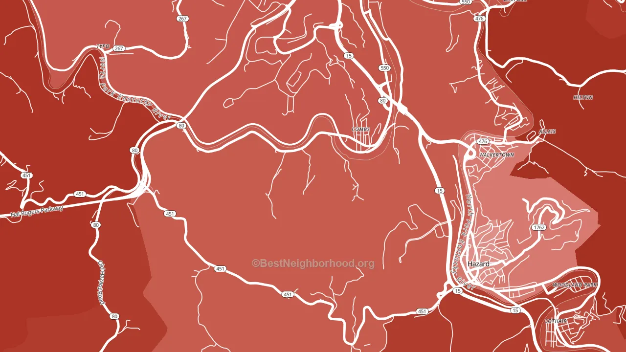 Combs, KY block-group political-lean map