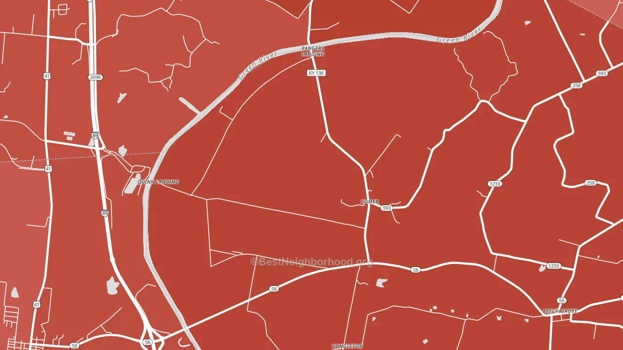 Comer, KY block-group political-lean map